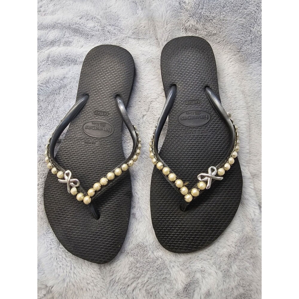 Havaianas Brazil Rubber Flip Flops  Green Yellow Size 7/8 Women